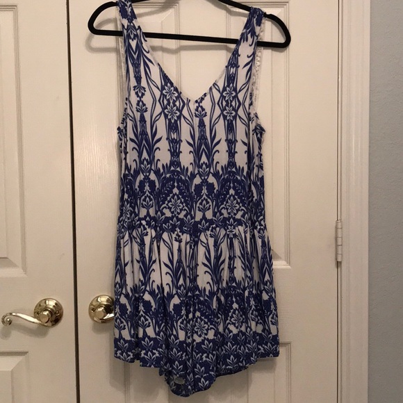 Paper Crane Other - Blue & white romper